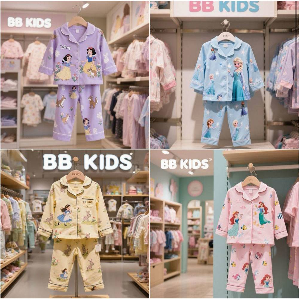 💕พร้อมส่งจากไทยงาน BB kids💕 ชุดนอนเด็กลายเจ้าหญิง ราคาถูกที่สุด ⭐️