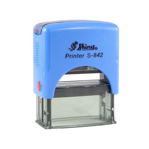ตรายาง Shiny รุ่น S-842  ตรายางหมึกในตัว  หมึกสีน้ำเงิน (ข้อความขนาดไม่เกิน 1.4 x 3.8 cm)