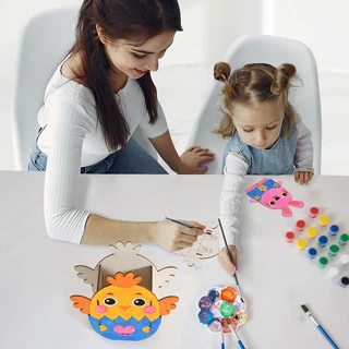 กล่องดินสอไม้DIY ระบายสีกล่องดินสอ งานไม้เด็ก ของเล่นศิลปะและงานฝีมือ