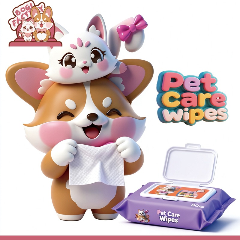 Boqi Factory ทิชชู่เปียก Pet wipes สำหรับเช็ดสัตว์เลี้ยง ทิชชู่เปียกเช็ดทำความสะอาด จำนวน  80 แผ่น M-8003