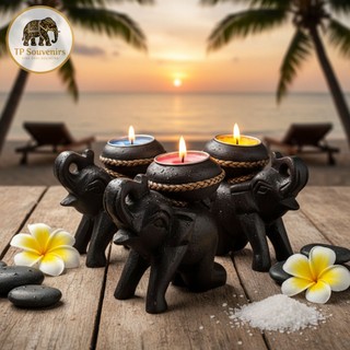 ที่วางเทียนหอม ที่ตั้งเทียน ที่ใส่เทียน รูปปั้นช้าง วางเทียนอโรม่า aroma candleholder Thai souvenirs