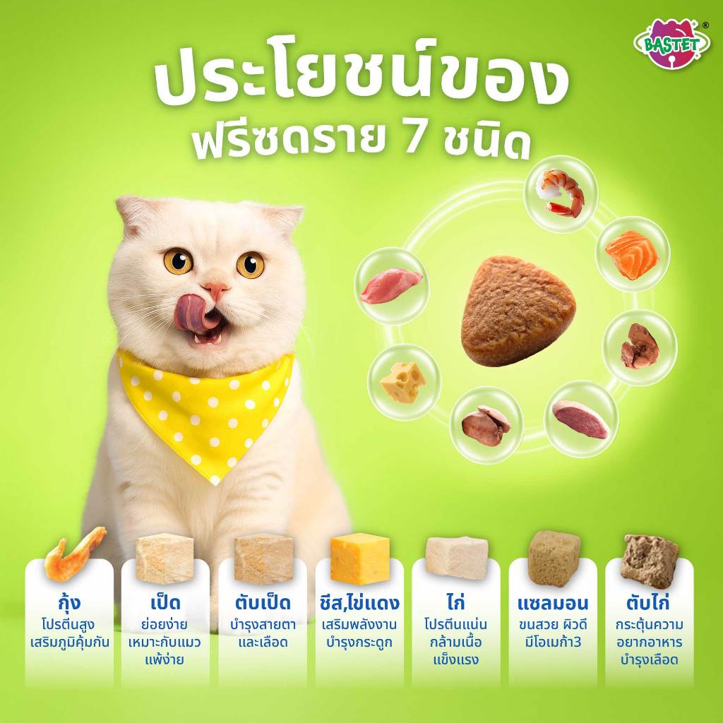 อาหารแมวบัสเตท 1 ถุง แถมเพิ่มอีก 50 กรัม(แมวท้องแมวเด็กกินได้) - รูปที่ 4