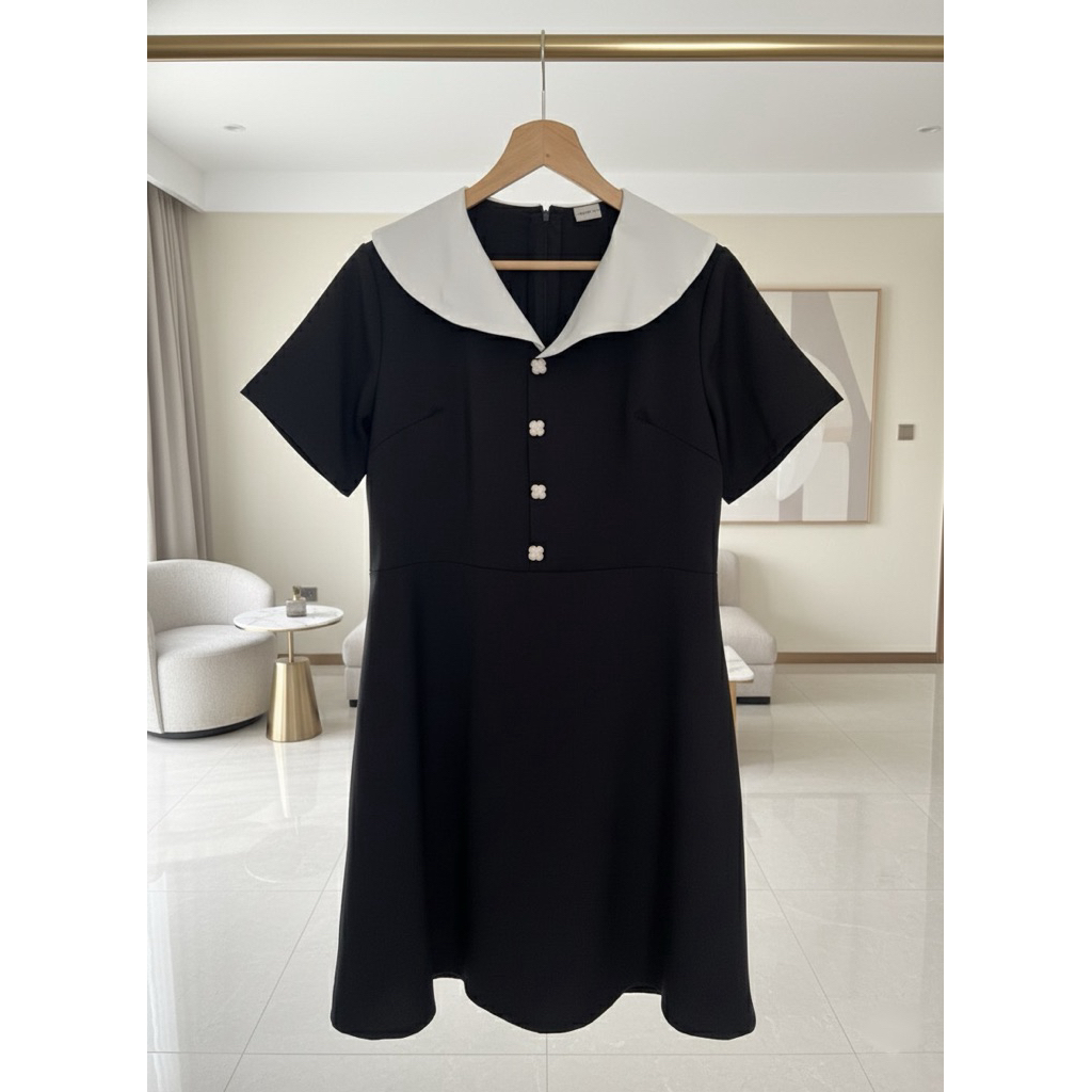 Ivy Dress ผ้าสีพื้นไม่มีลาย XL-5XL // Fiori