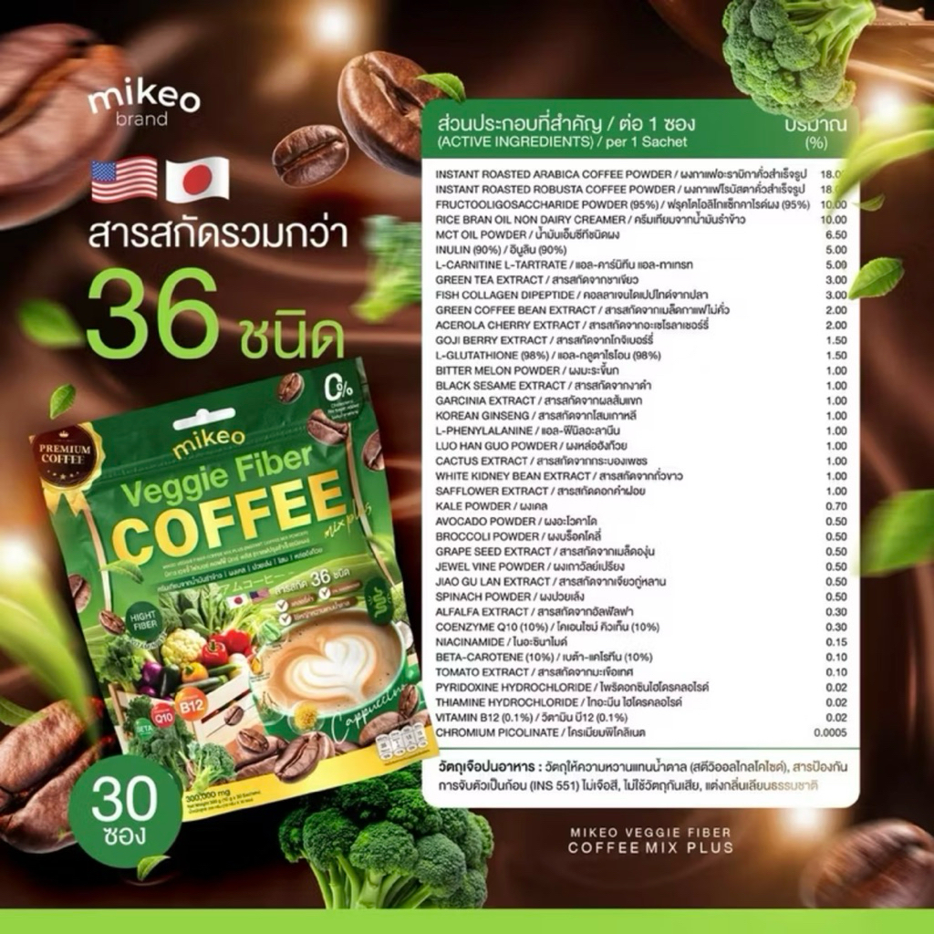 Mikeo Veggie fiber 1ห่อมี 30ซอง