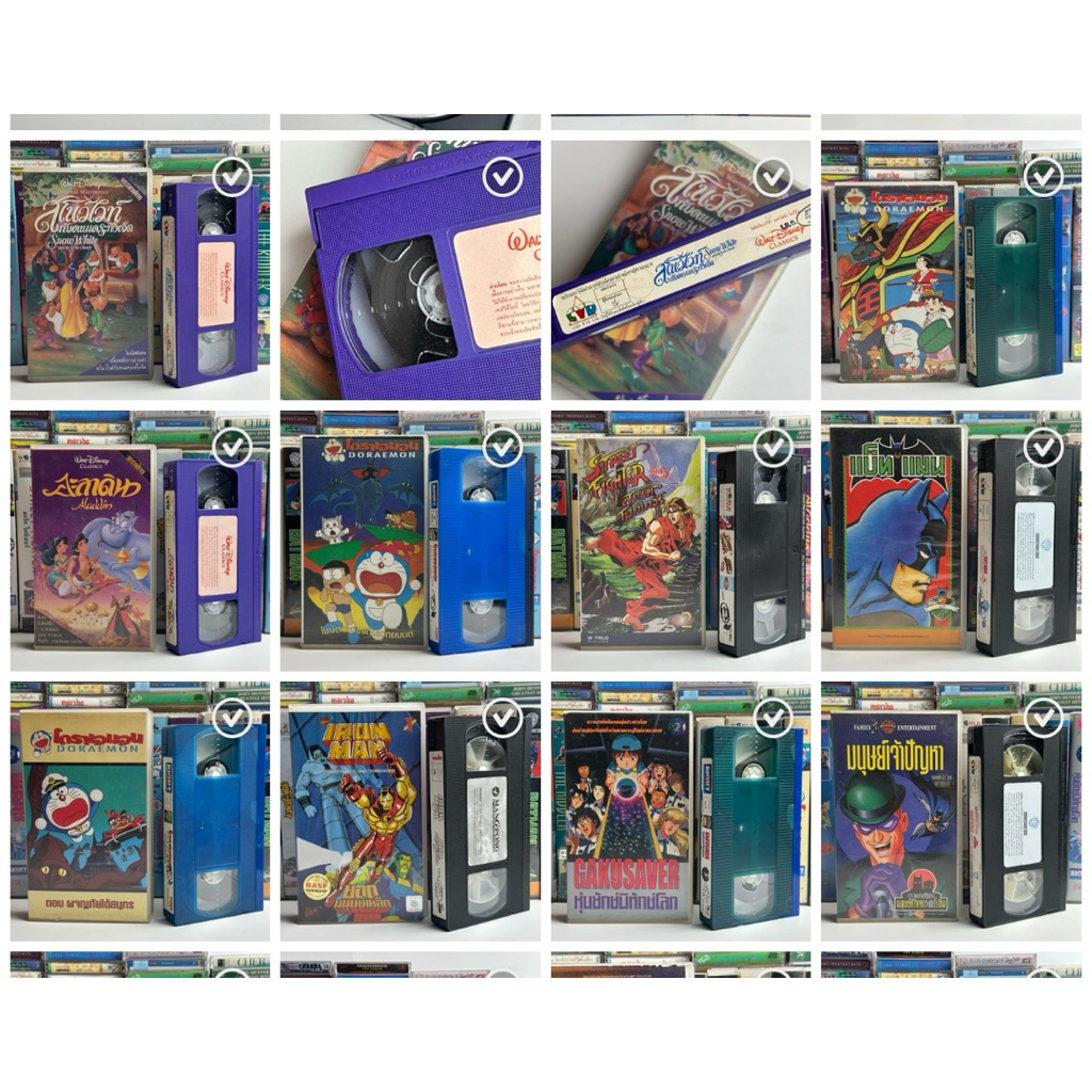 VDO VHS ม้วนวีดีโอการ์ตูน ม้วนแท้ ยุค80-90 ไม่มีรา ดูได้ปกติ