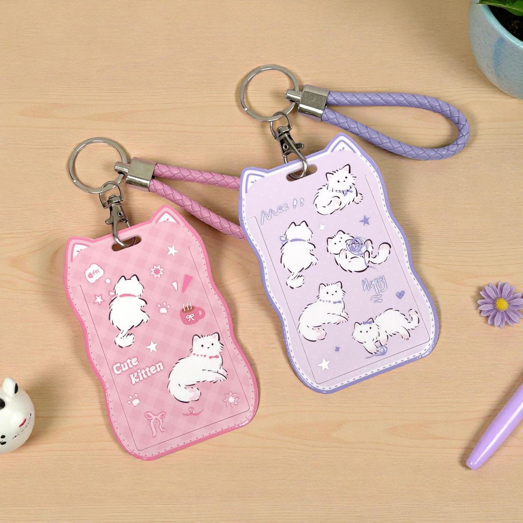 [พร้อมส่ง] Card Holder ที่ใส่บัตรการ์ดแมวสุดคิ้วท์ Cute Cat สำหรับนักเรียน พนักงาน ออฟฟิศ ฯลฯ Biangels