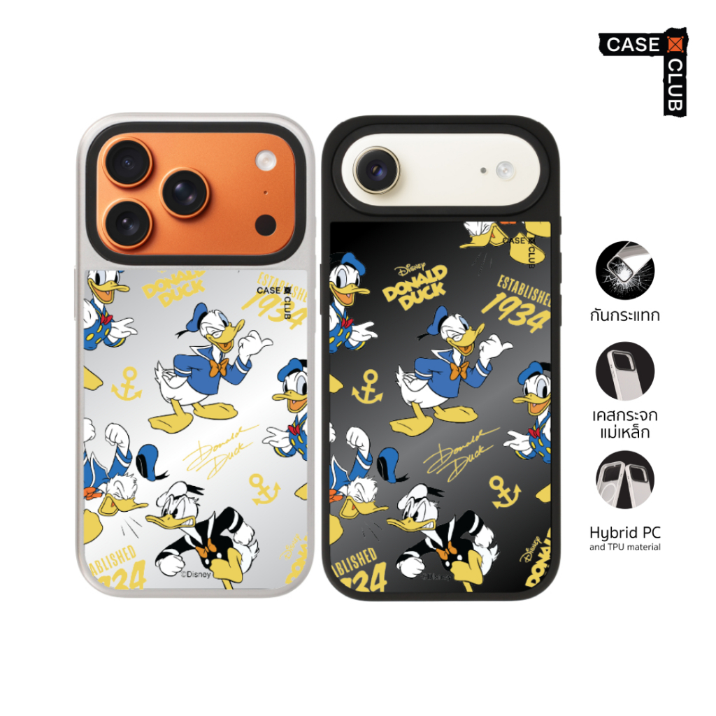 CaseClub เคสไอโฟน เคสกระจก ลาย Donald Duck 1934 Donald Duck ปี 1934 สำหรับ i17 Pro Max/i17 Pro/i Air