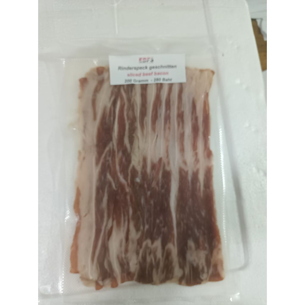 Smoked Beef Bacon salice 200 Grams ×1/ลมควันเบค่อนเนื้อ สไลด์ 200 กรัม ×1 แพ็ค