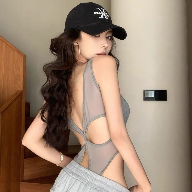 ชุดบอดี้สูท ดีเทลซีทรูเว้าหลัง ยืดพิดีสีพาสเทล  ฟองน้ำในตัว เว้าหลัง ราคา ถูกที่สุด ดีลบีเคเค แกลเลอรีภาพที่ 3