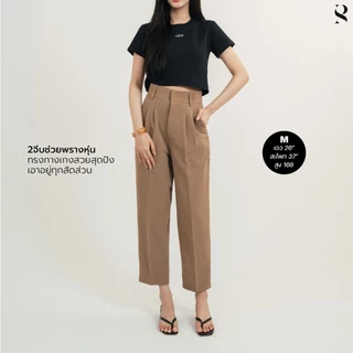 Hanger_SP008 กางเกงทรงบอย เอวสูง ผ้าหนา พรางหุ่น พรางสะโพก เก็บพุง ยาว 37 นิ้ว ใส่แล้วหุ่นดีสุดปัง