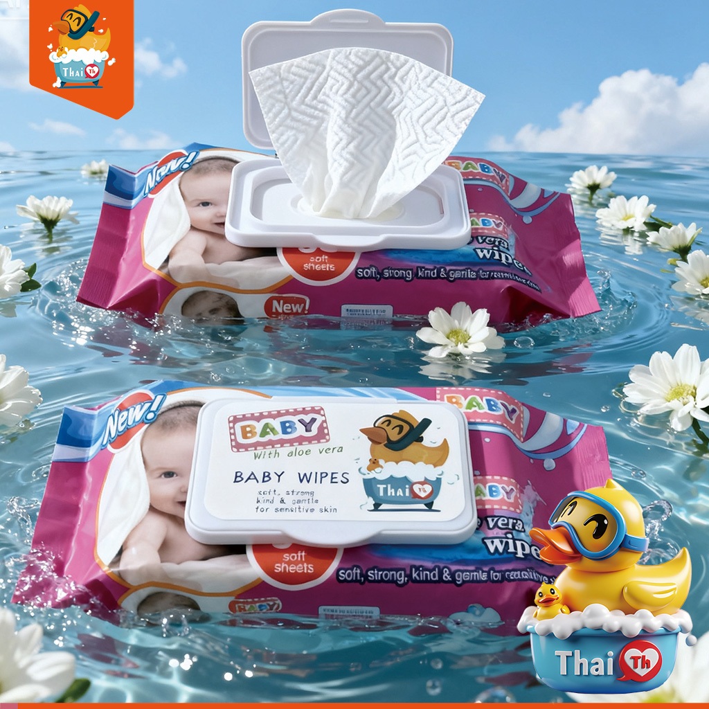 Thai.th ทิชชู่เปียกผ้าเช็ดทำความสะอาดเครื่องสำอา​งค์ ทิชชู่เปียกอเนกประสงค์ ​Make up removing wipes  LZ-745 New