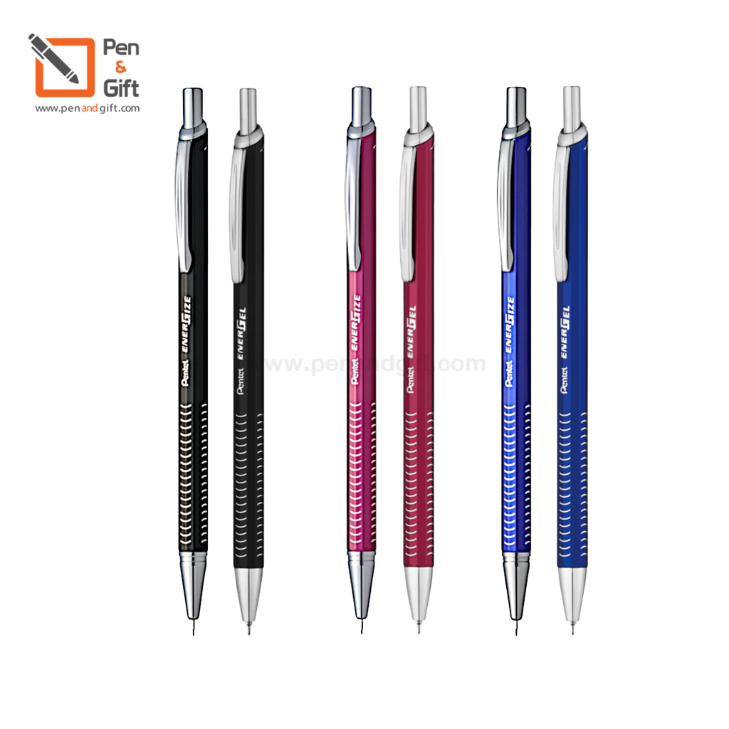 Pentel Energel Slim Metal ชุดปากกาหมึกเจล BLN445 พร้อมดินสอกด Energize PL445 ขนาด 0.5 มม.s