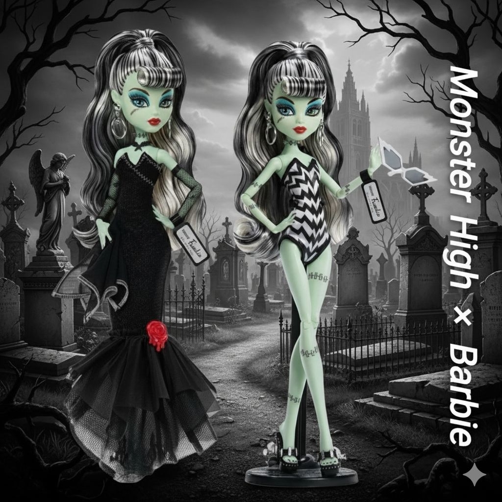 Monster High x Barbie Frankie Stein Doll ตุ๊กตามอนสเตอร์ไฮ รุ่นคอลแลปกับบาร์บี้ สินค้าพร้อมส่งครับ 🖤