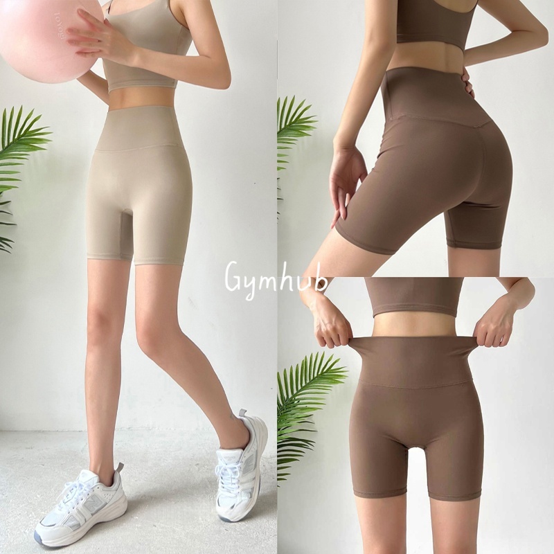 GYMHUB กางเกงโยคะเอวสูง รัดรูป ยืดหยุ่น บาง ระบายอากาศได้ดี กางเกงปั่นจักรยานออกกำลังกาย