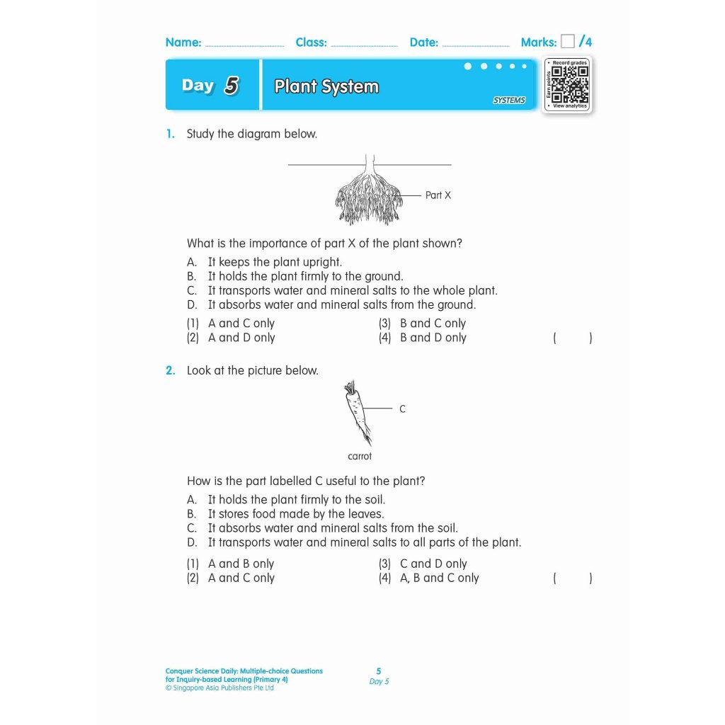 GSAP_แบบฝึกหัดวิทยาศาสตร์ ชั้นป.4CSci Daily Multiple-choice Questions for Inquiry-based Learning P.4 - รูปที่ 5