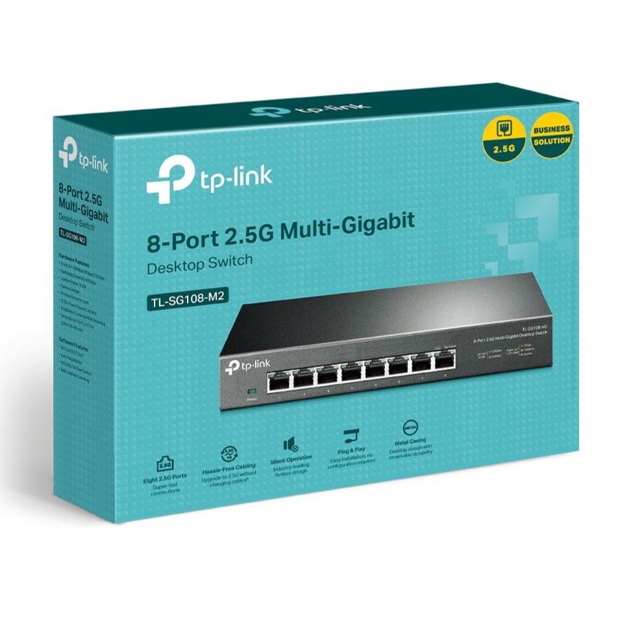 TP-LINK 8-Port 2.5G Desktop Switch HUB LAN #2.5Gbps 2500/2000/1000Gbps รุ่น #TL-SG108-M2 TLSG108