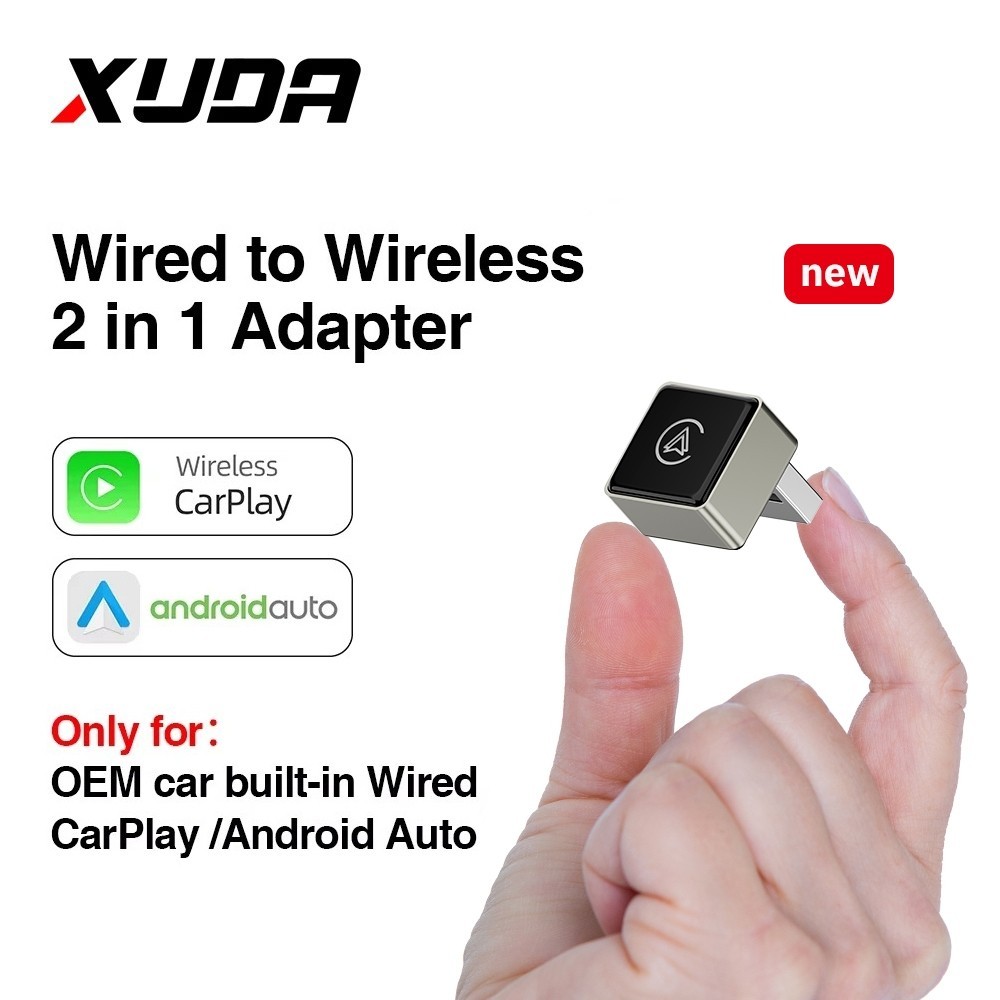 XUDA 2026 ใหม่แบบมีสายไร้สาย CarPlay และ Android Auto 2 in 1 Mini Adapter