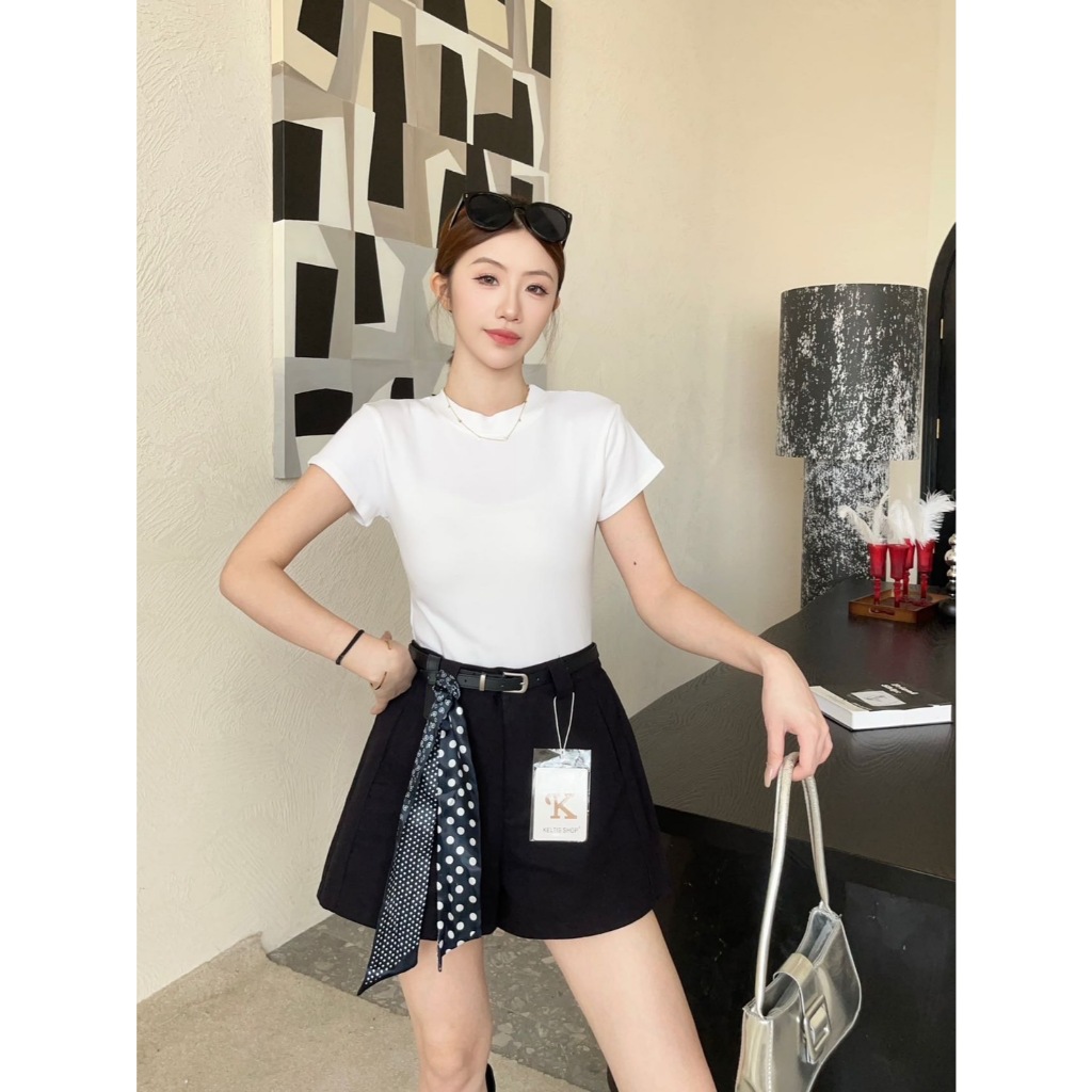 Reallyshops #9356(K) กางเกงขาสั้น เข็มขัด+ผ้า เอวยางยืด ผู้หญิง พร้อมส่ง ราคา ถูกที่สุด ดีลบีเคเค แกลเลอรีภาพที่ 7