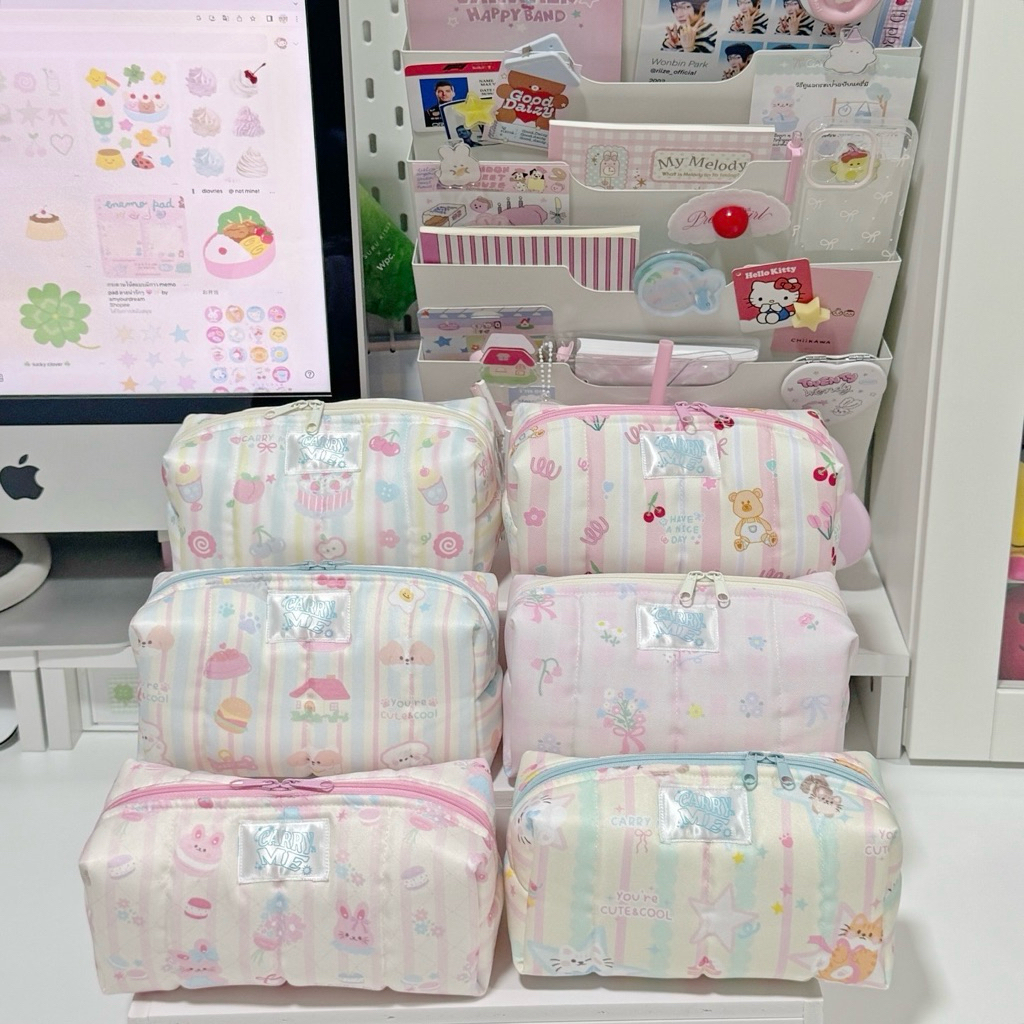 carryme Yam Roll กระเป๋าใบเล็กนุ่มนิ่ม ลายพิเศษ พร้อมส่ง📝กระเป๋าดินสอ กระเป๋าเครื่องสำอางค์ มีของแถม