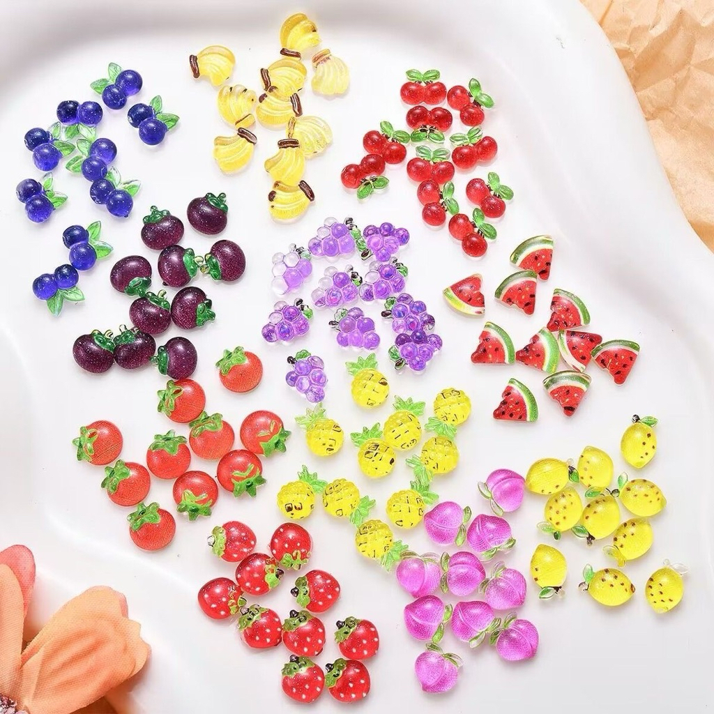 อะไหล่ผลไม้คละ ตกแต่งหน้าเล็บ ตกแต่งของอเนกประสงค์ 50 ชิ้น/ห่อ สินค้าพร้อมส่ง