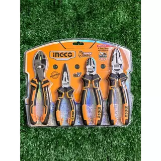 INGCO ชุดคีม 4 ชิ้น (คีมปากแหลม 6 นิ้ว, คีมปากเฉียง 7 นิ้ว, คีมปากจระเข้ 8 นิ้ว,คีมล็อค8นิ้ว) รุ่น HKPS28488