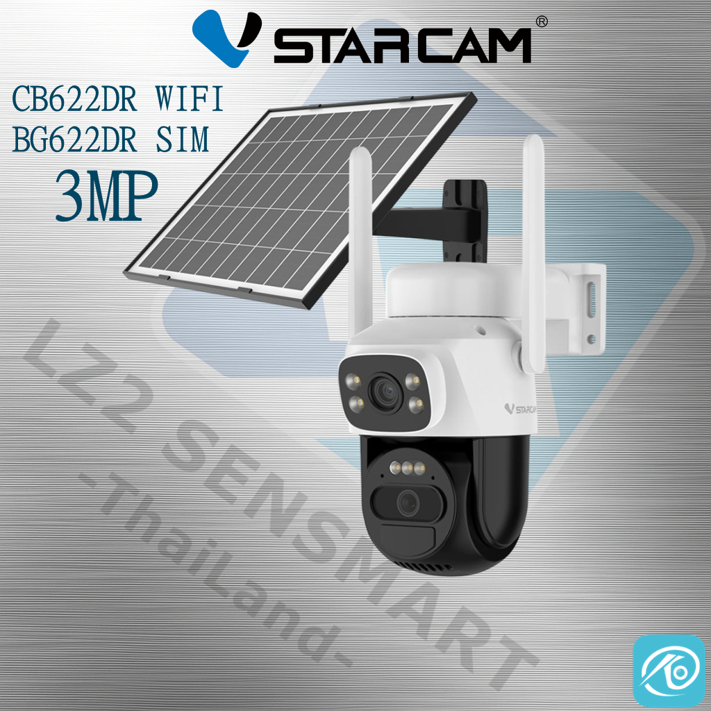 VSTARCAM CB622DR BG622DR SIM 4G / WIFI 3MP 1296p กล้องวงจรปิดใส่ซิม (2 เลนส์กล้อง) แผงโซล่าเซลล์