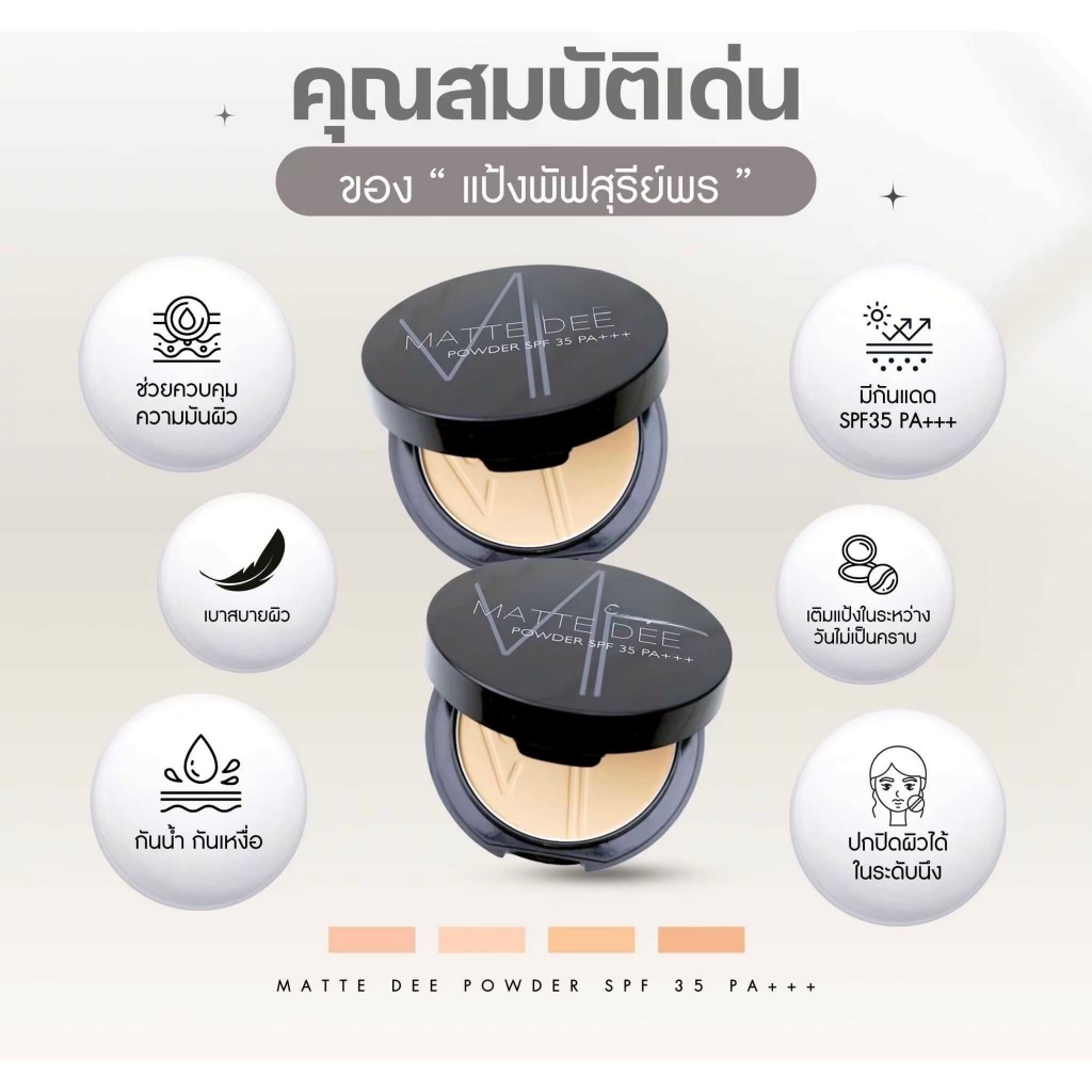 📌ของแท้💯%❗️Sureeporn MATTE DEE SPF35PA+++ 10g.แป้งสุรีพรย์ แป้งแมทดีปกปิด ติดแน่น ติดนาน กันแดด กันน้ำ กันเหงื่อ - รูปที่ 3