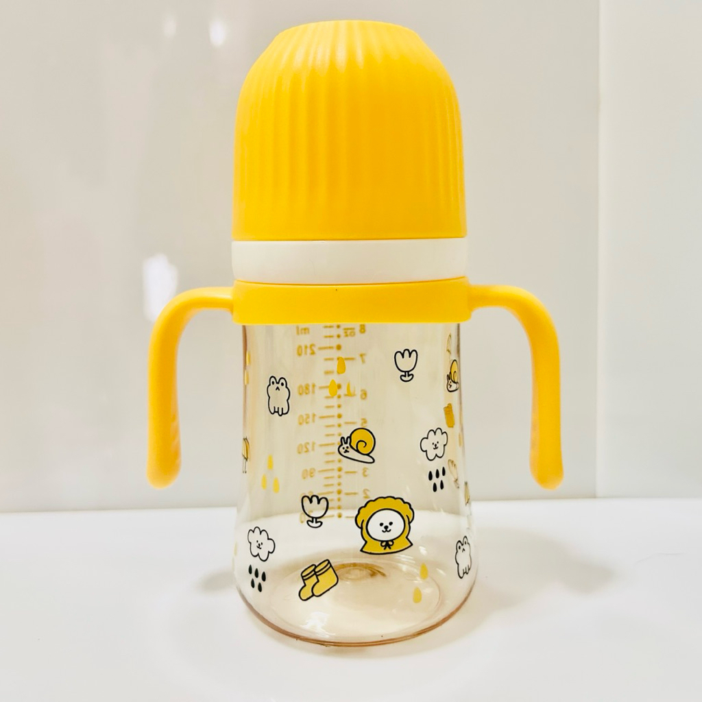 NEW ขวดนมคอกว้างสีชา PPSU 8 ออนซ์ จุกไม่ดูดไม่ไหล สำหรับ 6 เดือนขึ้นไป ทนความร้อน 180 องศา ดีไซน์น่ารัก - รูปที่ 3