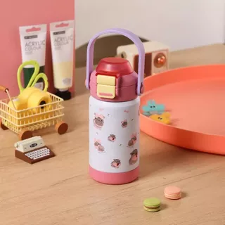 💧 EKOZOU ขวดน้ำสแตนเลส 304 รุ่น EKOKIDS 360ml ฝาสองชั้น พร้อมหลอดและหูหิ้ว