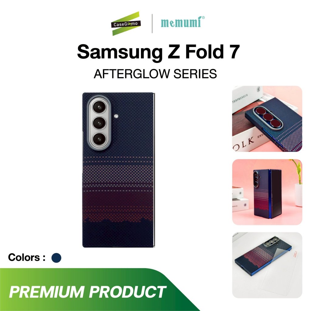 memumi รุ่น Z Fold 7 เคสคาร์บอนไฟเบอร์แม่เหล็ก สีกรม Case Kevlar-Sunset Series Mag แถมฟรี ฟิล์มกระจก
