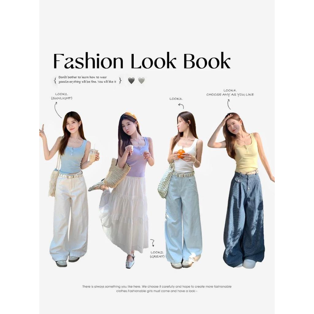 B- 333 Aosta Tank Topเสื้อกล้ามกระดุมหน้า มีฟองน้ำ