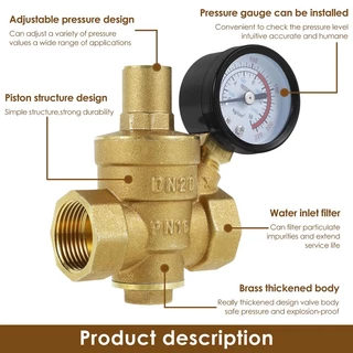 วาล์วลดแรงดันน้ำ พร้อมเกย์แรงดัน pressure reducing valve 1/2-1นิ้ว ปรับแรงดันได้ เครื่องกรองน้ำ วาล์วแรงดันคงที่ รีดิวซิ