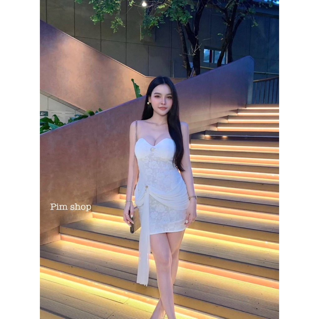 #by2a 💕ꫛꫀꪝ  c o ll e c t i o n 💕   คอลใหม่ฉบับบ พี่สาวจีนเดรสผ้าลูกไม้ยืดแต่งผ้าซีทรู สวยจึ้งเลยคะ่