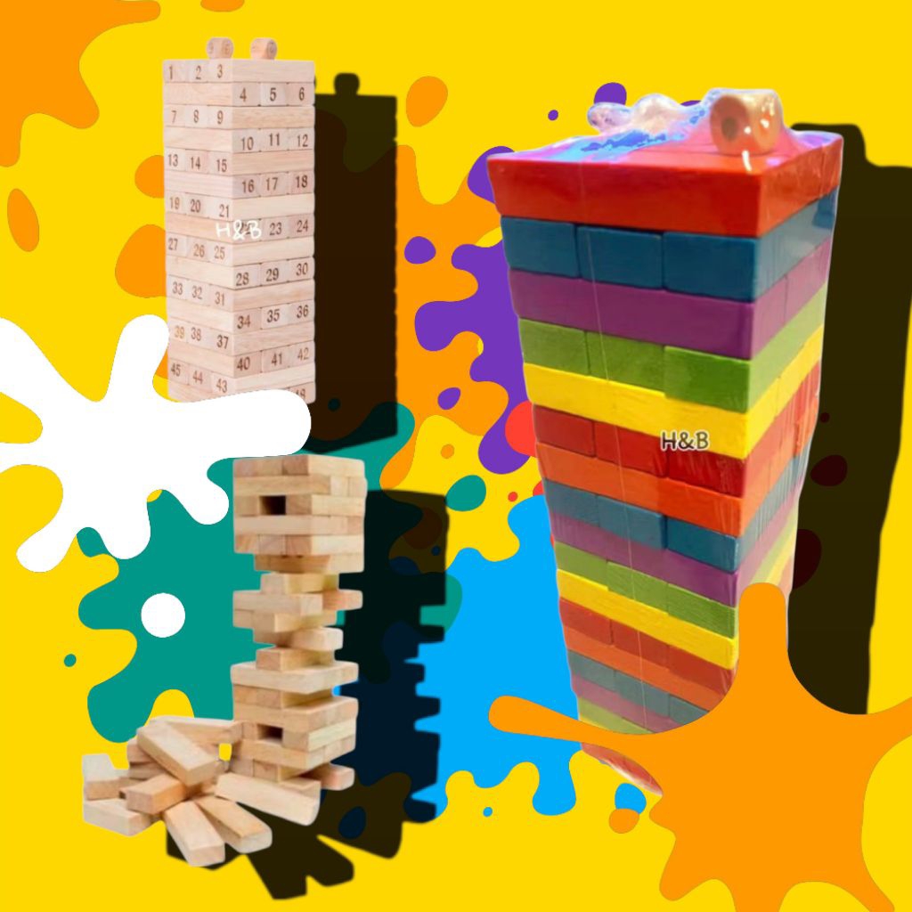 เกมจังก้า มี2ขนาด ตัวต่อไม้ตึกถล่ม 54 ชิ้น พร้อมลูกเต๋า ตัวต่อสี ของเล่นไม้ งานไม้ เกมส์ต่อตึก ต่อตึก ตึกถล่ม