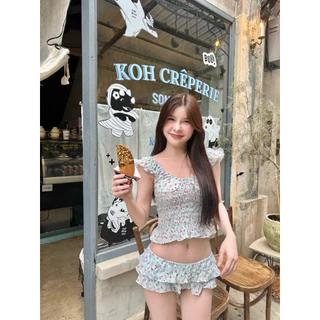Isla Beach Set 🌊🌴🌤️ (เฉพาะกางเกง ไม่รวมเสื้อ❗️)ชุดไปทะเลแบบสับตาแตก กระโปรงพริ้วสุดน่ารัก