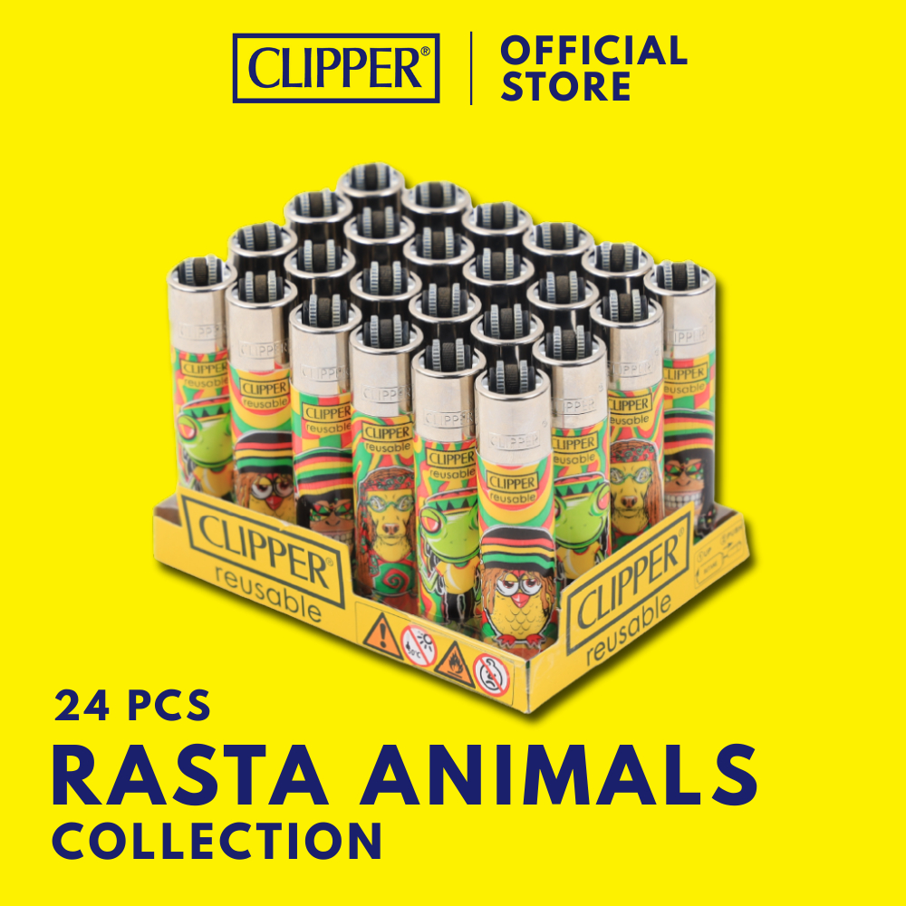 ไฟแช็ค คลิปเปอร์ Clipper Lighters Rasta Animals V.2 Collection (แพ็ค 24 ชิ้น) ไฟแช็คเติมแก๊สได้ จุดไฟให้แสงสว่างแบบพกพาส