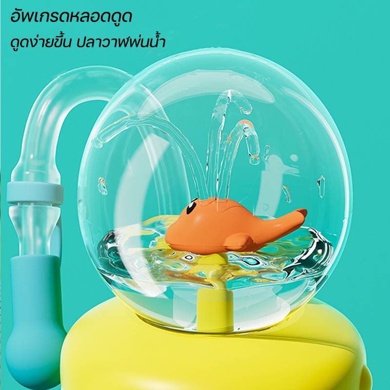 แก้วน้ำเด็ก ปลาวาฬพ่นน้ำ วัสดุ tritan Bpa free สำหรับเด็กหัดดื่ม Sippy Cup ขนาด 220ml 300ml 350ml - รูปที่ 2