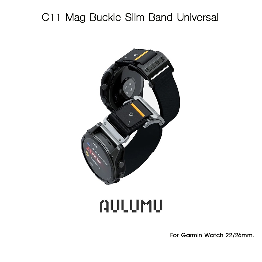 AULUMU C11 Mag Buckle Slim Band Universal สายนาฬิกาแบบผ้าไนลอนเกรดพรีเมี่ยม สายสำหรับ Garmin Watch 2