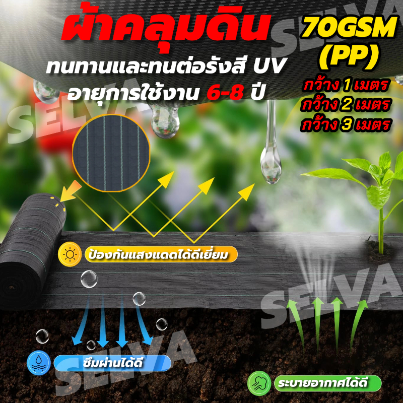 พลาสติกคลุมดิน ผ้าคลุมดิน พลาสติกเหนียวพิเศษ ผ้าคลุมหญ้า ช่วยคงความชุ่มชื้นของผิวดิน คุณภาพสูง ถูกที่สุด รับป