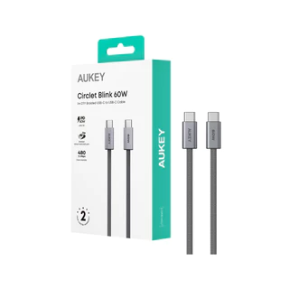 สายชาร์จ AUKEY USB-C to USB-C 1M. Gray (CB-DCC061) by Banana IT