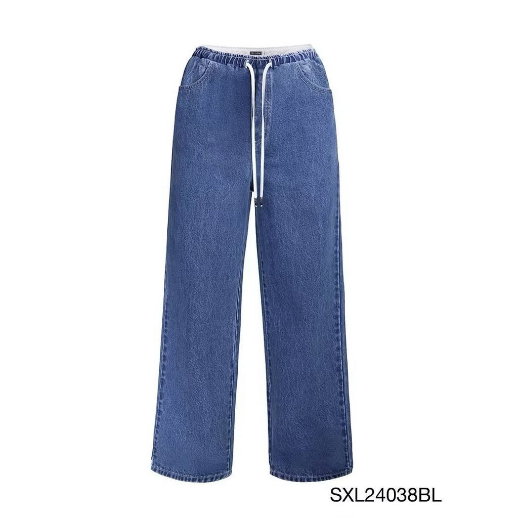 MERGE X SABINA กางเกงยีนส์ size M *New with tag* | Meri Double Waisted Denim Trousers - Light Blue