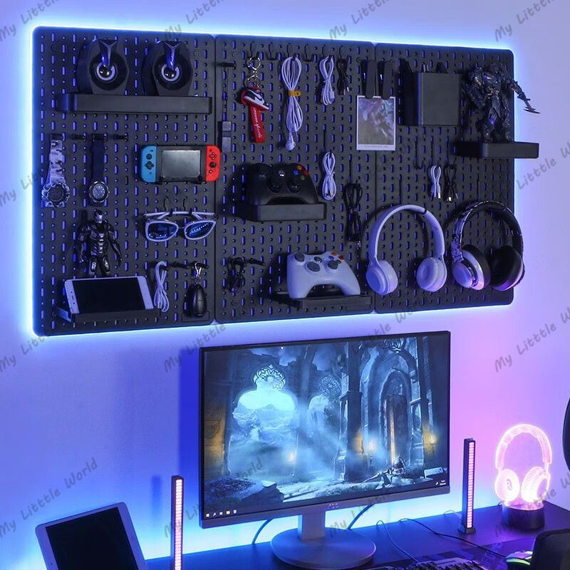 แผ่นวางของติดผนัง pegboard ชั้นวางของบนโต๊ะคอมพิวเตอร์ pegboard ตั้งโต๊ะ สไตล์เรียบง่าย desktop suit