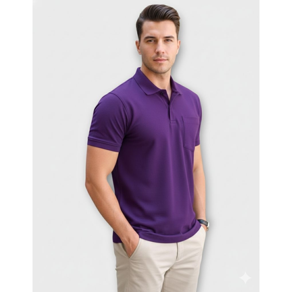 เสื้อสีม่วงเข้ม(ชาย)แขนสั้นLOGCABIN รุ่น9001/05,9002/05