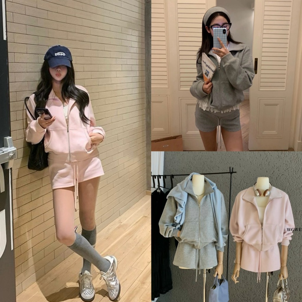 เซ็ท2ชิ้น เสื้อแจ๊คเก็ตแขนยาว+กางเกงขาสั้นรุ่น 7501 TAG WG.WE 🇰🇷