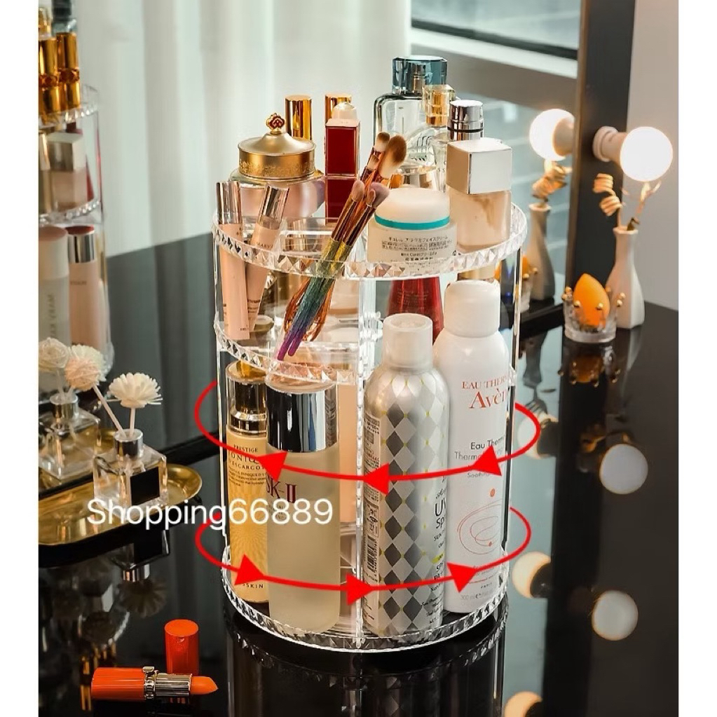 shopping กล่องเก็บเครื่องสำอางอะคริลิคชั้นวางเครื่องสำอาง’หมุนได้360°-1017 - รูปที่ 2