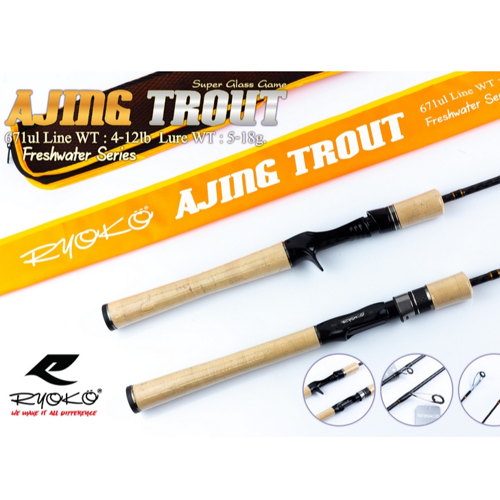 คัน Ajin trout คันสปิน เวท4-12 คันUL คันงานเก็บกระพง คันตกกระสูบ คันตีเหยื่อปลอม