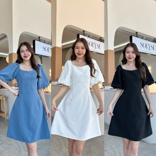 c86 Ballon Dress เดรสแขนบอลลูนผูกเอวป้ายlalarlan