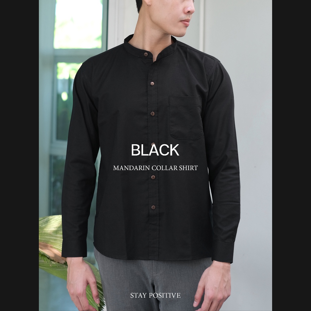 Mandarin Long Sleeve เสื้อเชิ้ต oxford คอจีน แขนยาว