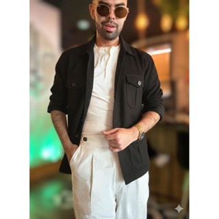 1811tshirt เสื้อแจ็คเก็ตซาฟารี รุ่นกระเป๋าแบน