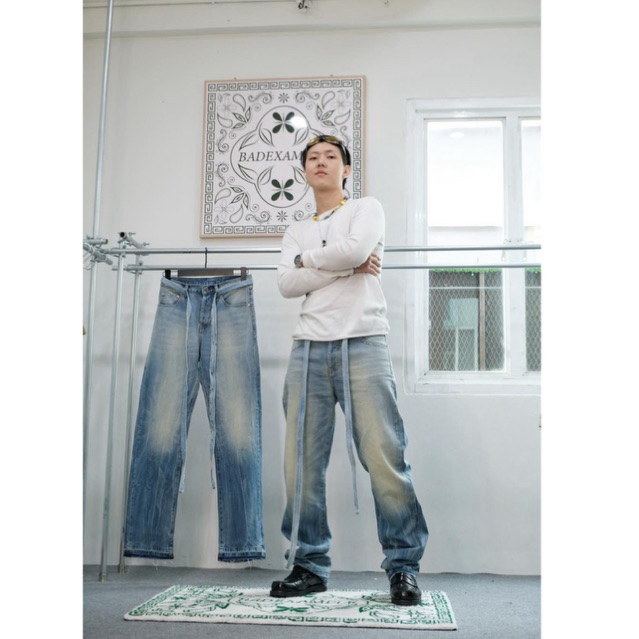 Bad example Tactical Desert(แบดเอ็กแซมเพิล กางเกงยีนส์ทรงกระบอก ฟอกอ่อน)